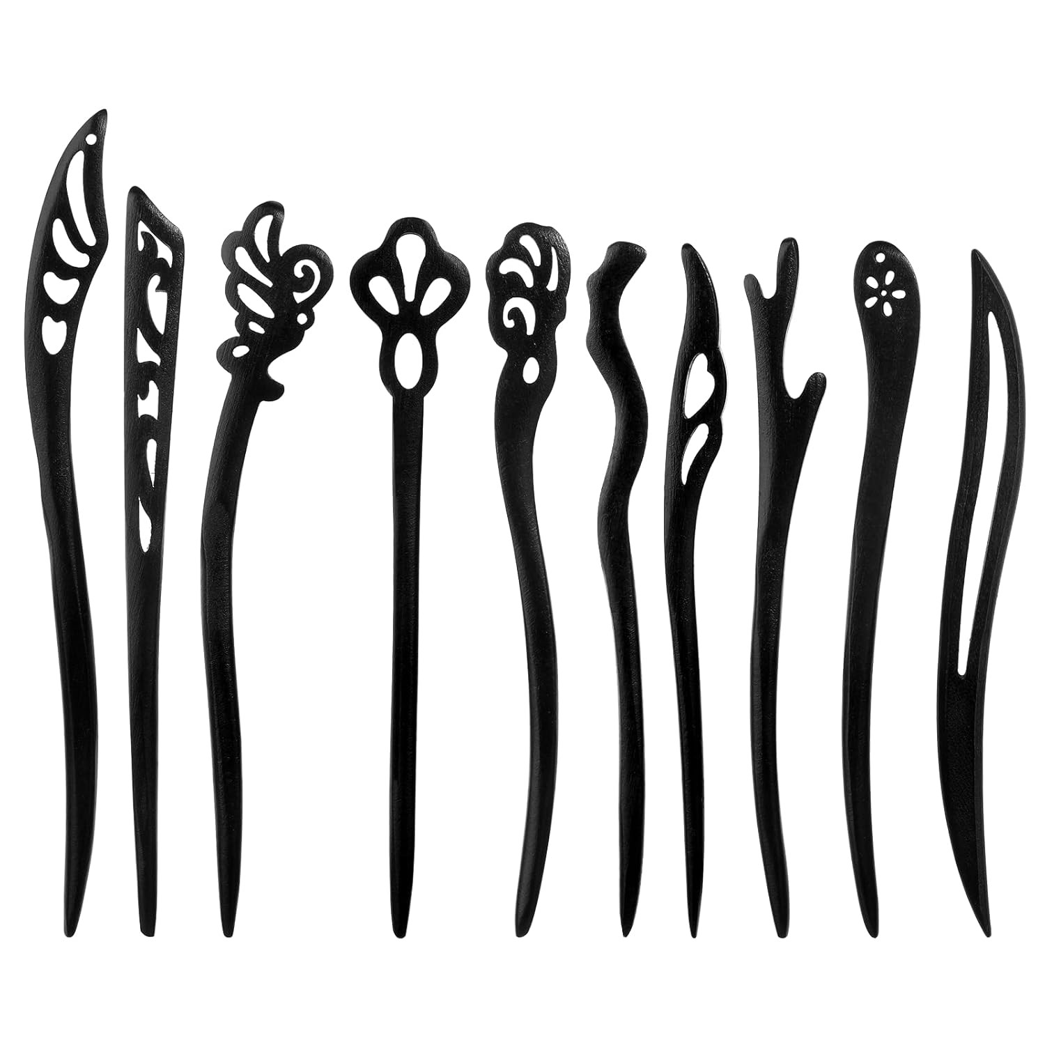 10 Pcs Wooden Hair Sticks, Chinese Traditional Stick Japanese Style1
