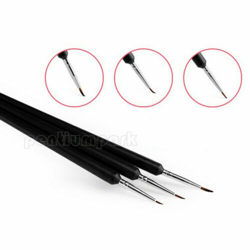 3Pcs/Set Tiny Acrylic Nail Art Decoration Pen Brush Painting Drawing Tools Black