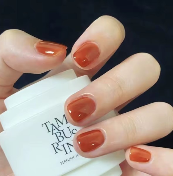 American White Tip Natural Nude Gloss Short-Square Reusable Press On False Nail