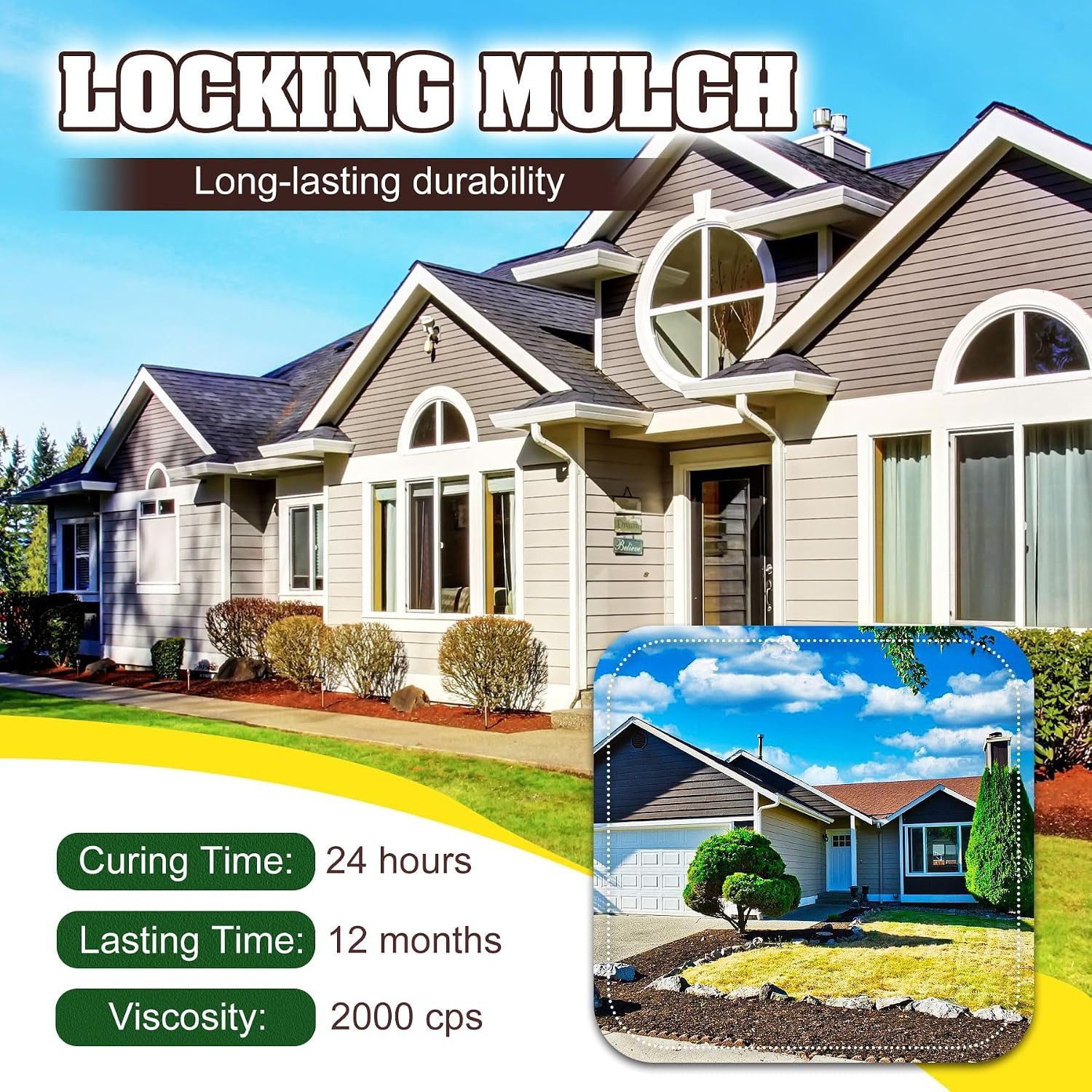 Mulch Glue, Rock Glue 0.5 Gallon / 64Oz – Fast Drying and Long Lasting Pea