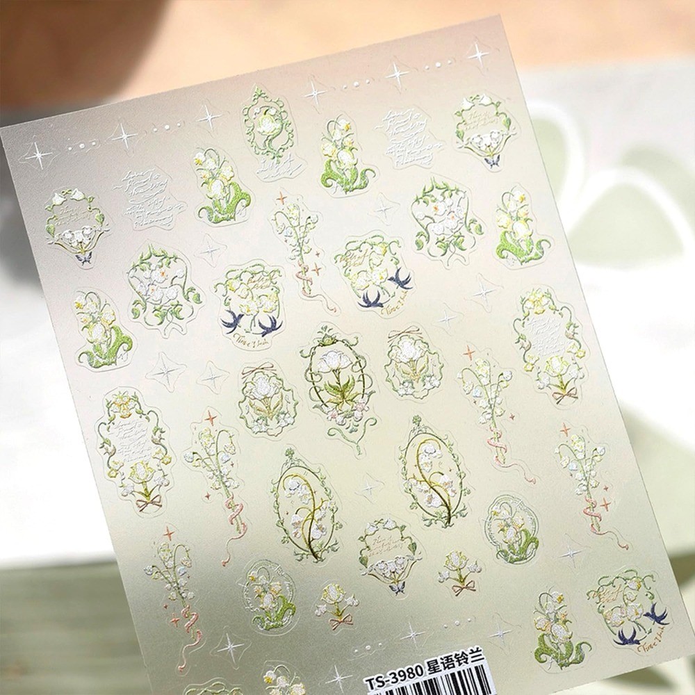 Spring Summer 3D Floral Nail Art Stickers Self-Adhesive Flower Plant Nail Decals