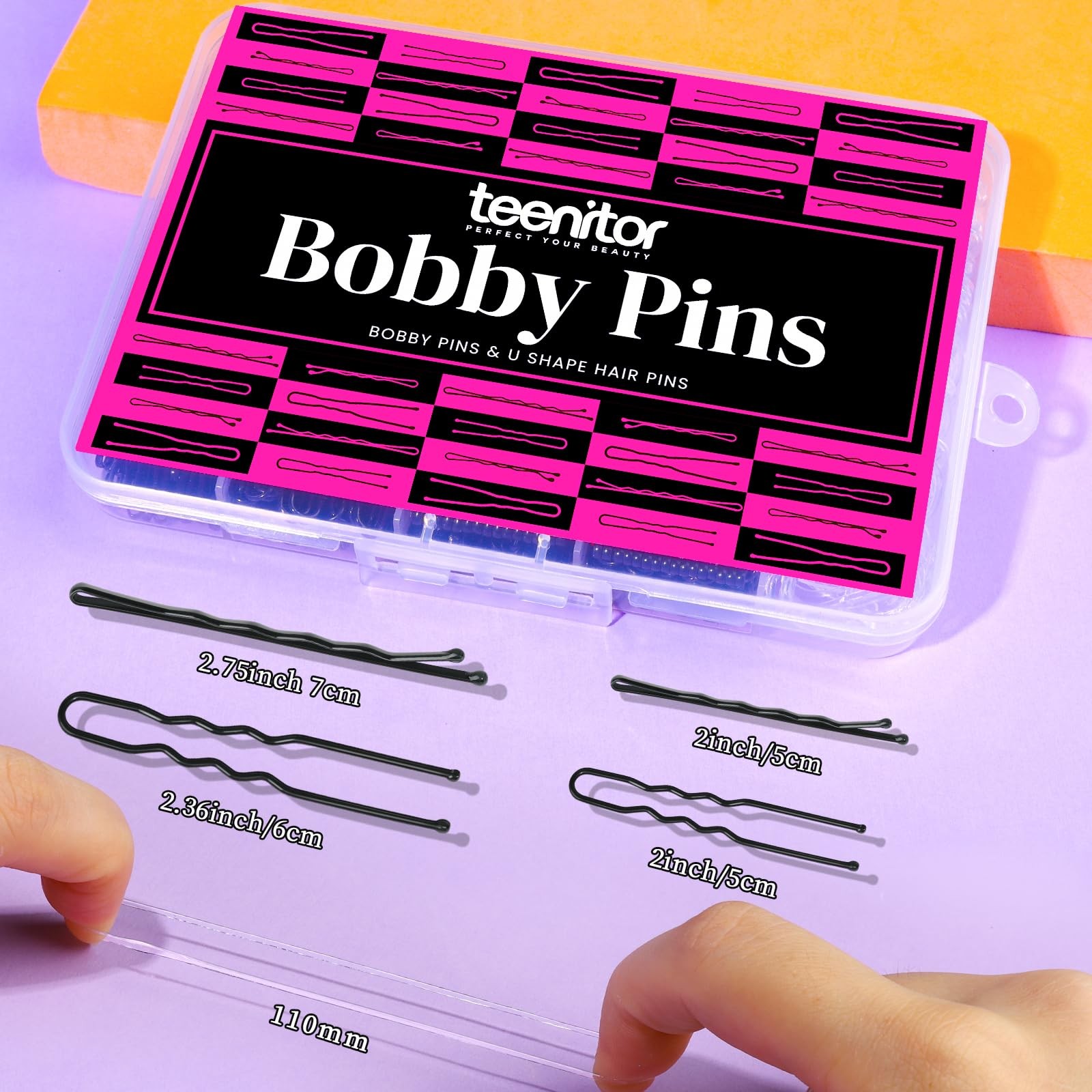 Teenitor 300pcs Hair Pins Bobby Black, 100 1 Count (Pack of 300), Black