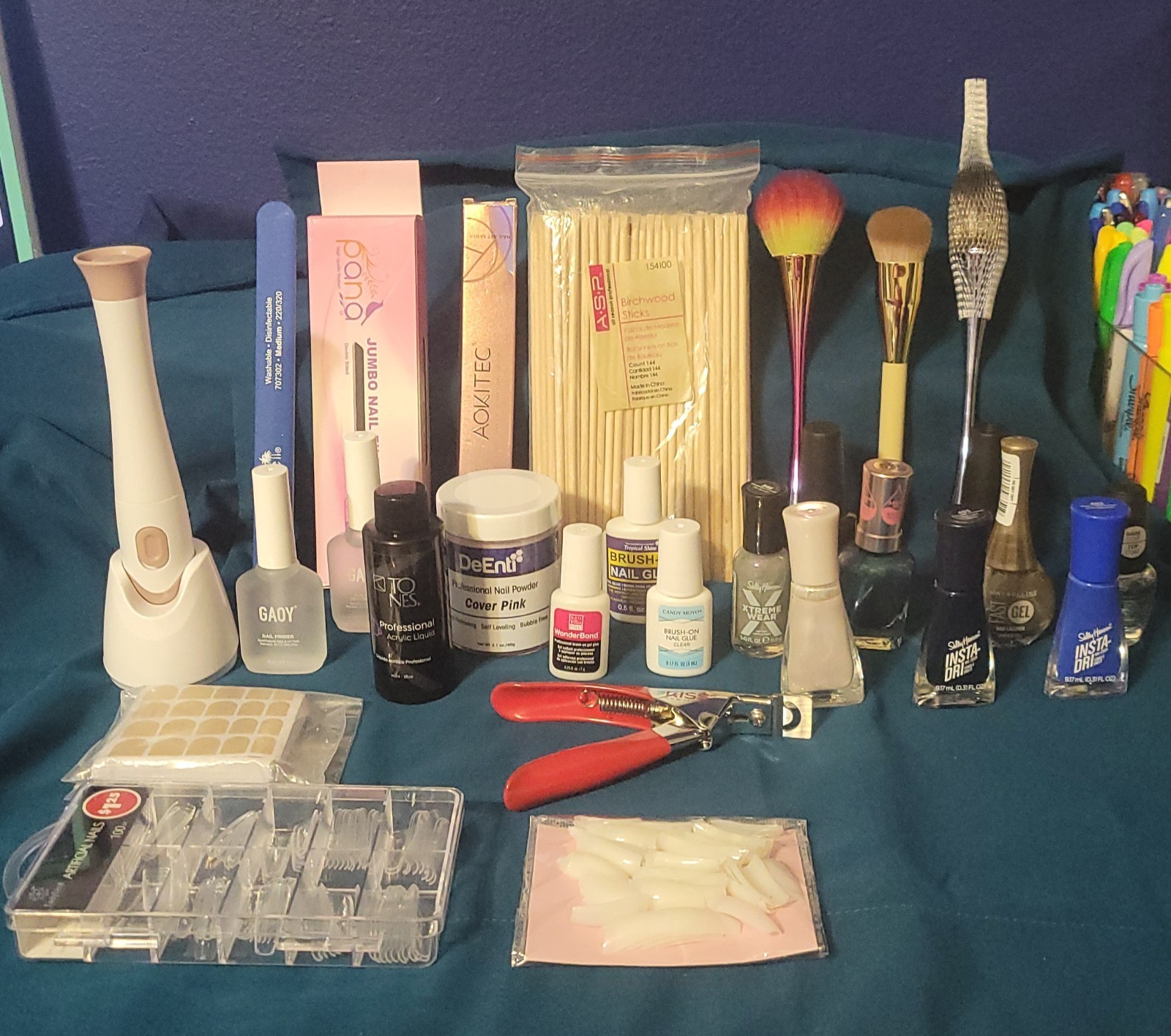 Nail Kit Bundle Polish Glue Brushes Acrylic Files Monomer