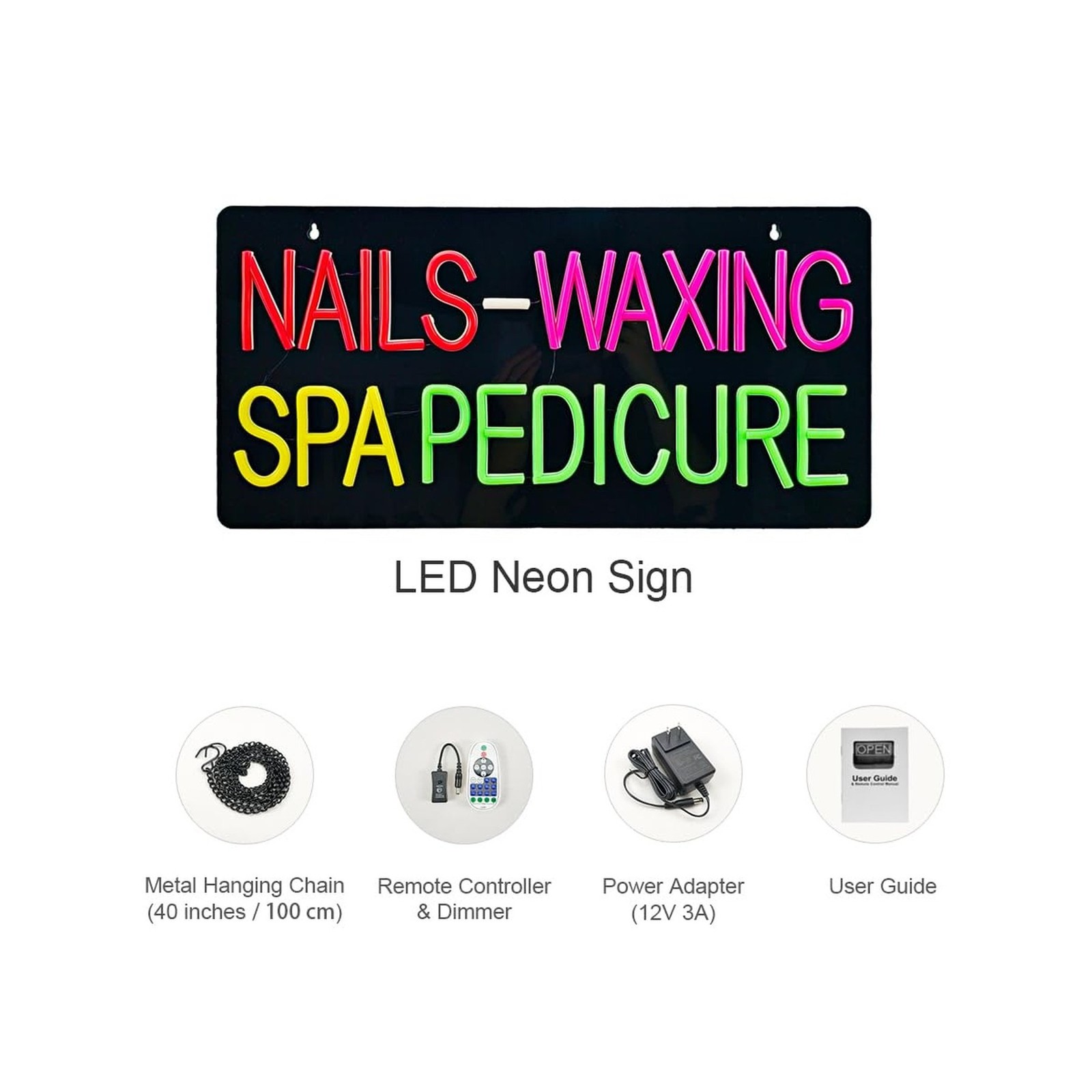 Nails Waxing Salon Sign, Spa Pedicure LED Neon Signs for Beauty Shop Skincare…