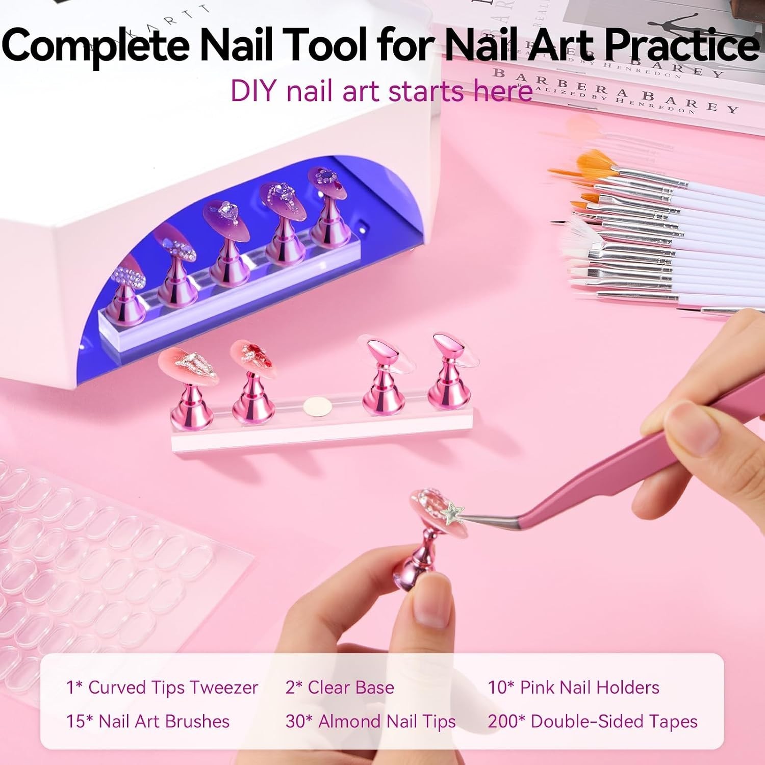 Nail Art Made Easy: Complete Nail Kit with 30 Almond Tips & Magnetic Stands