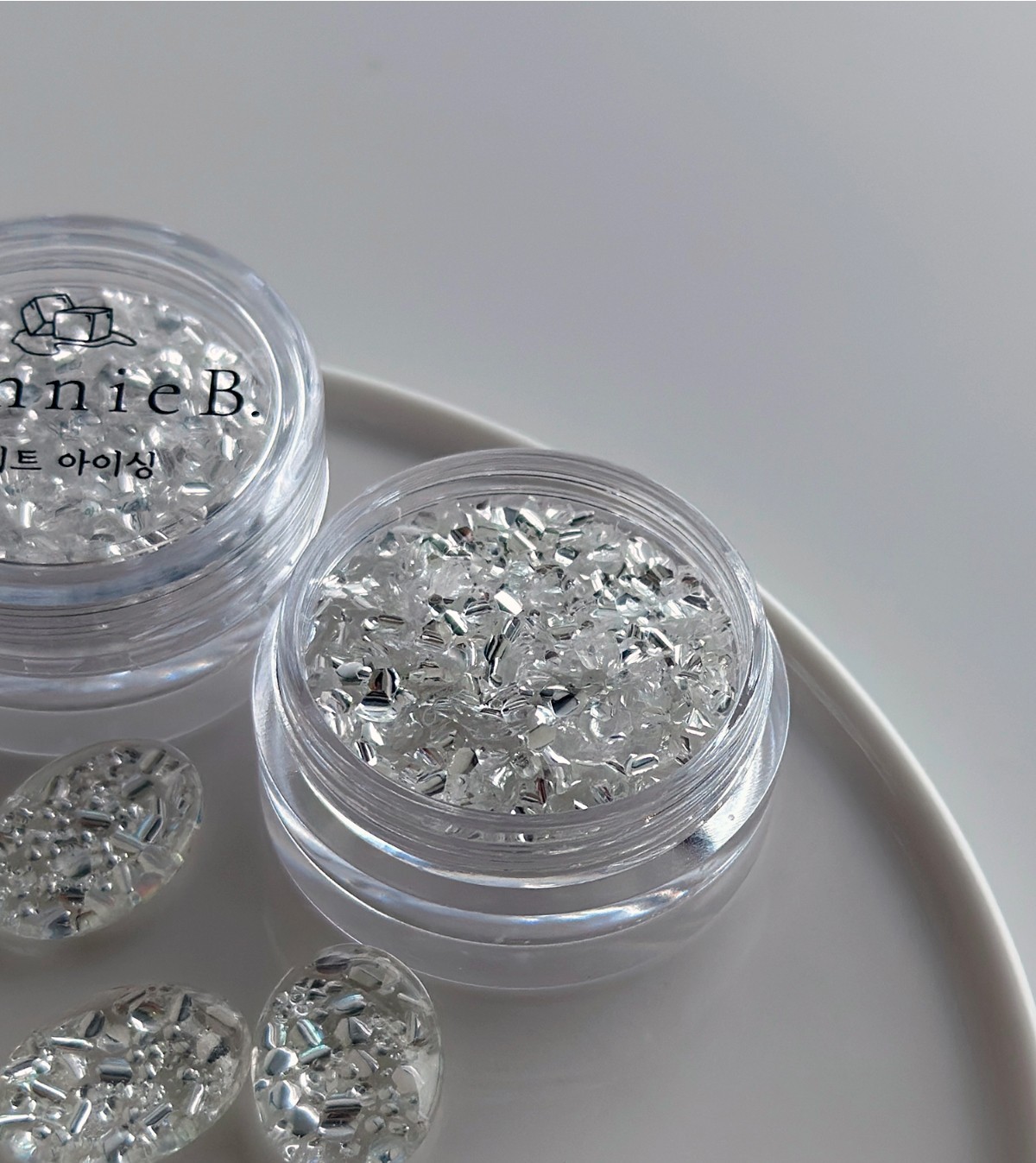 Bonnie B White Icing Nail Glitter Aurora Clear Ice Effect Chunky Mix Nail Art