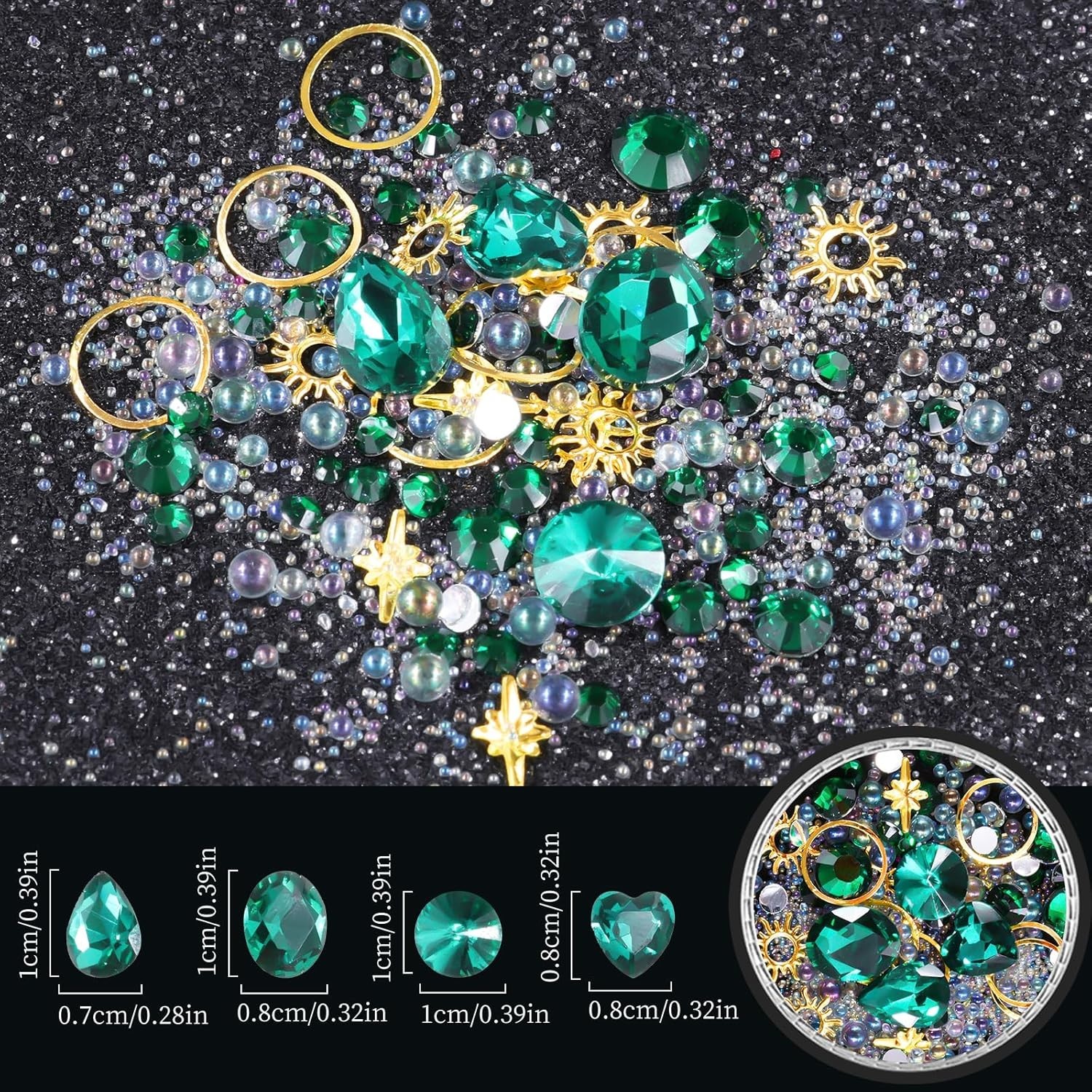 High-Quality Mixed Rhinestones Kit with Crystal Beads – 6 Designs Included