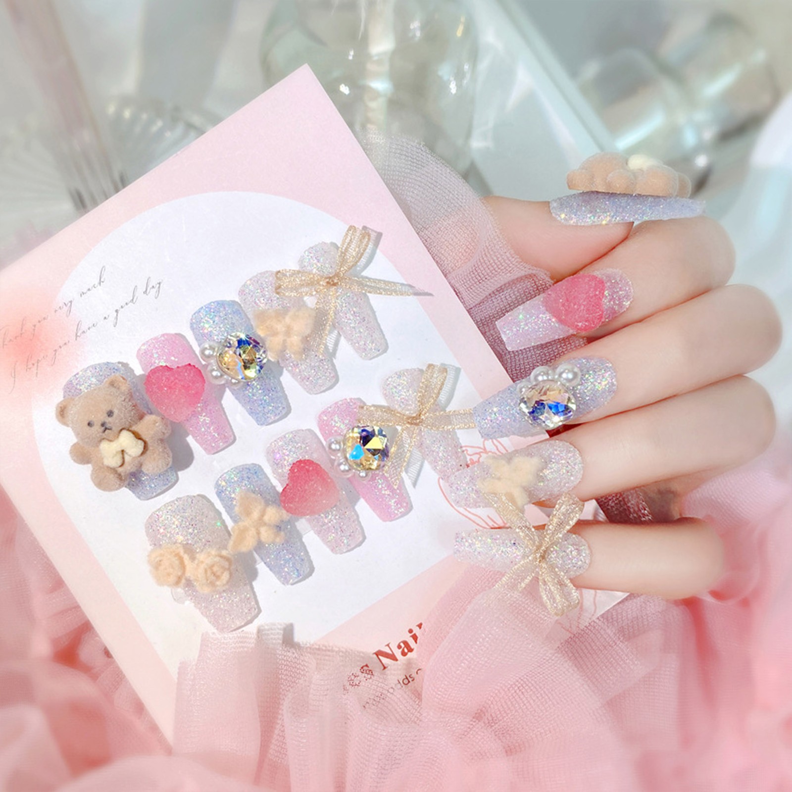 Press on Nail Tips Full Collection Assorted Bow Design for Women Boxed U29
