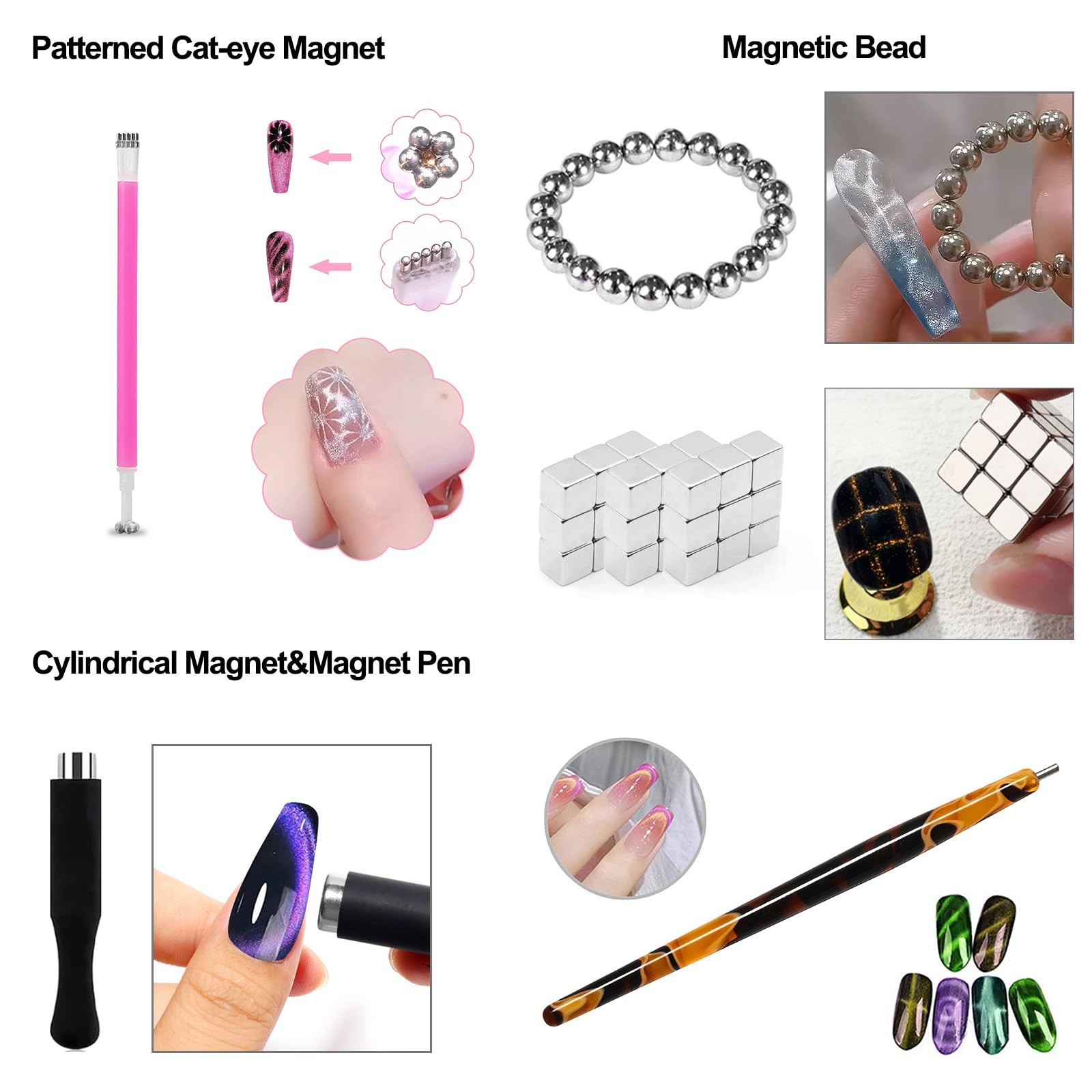 DANNEASY 55pcs Cat Eye Magnet for Nails, Gel Nail Polish Kit1