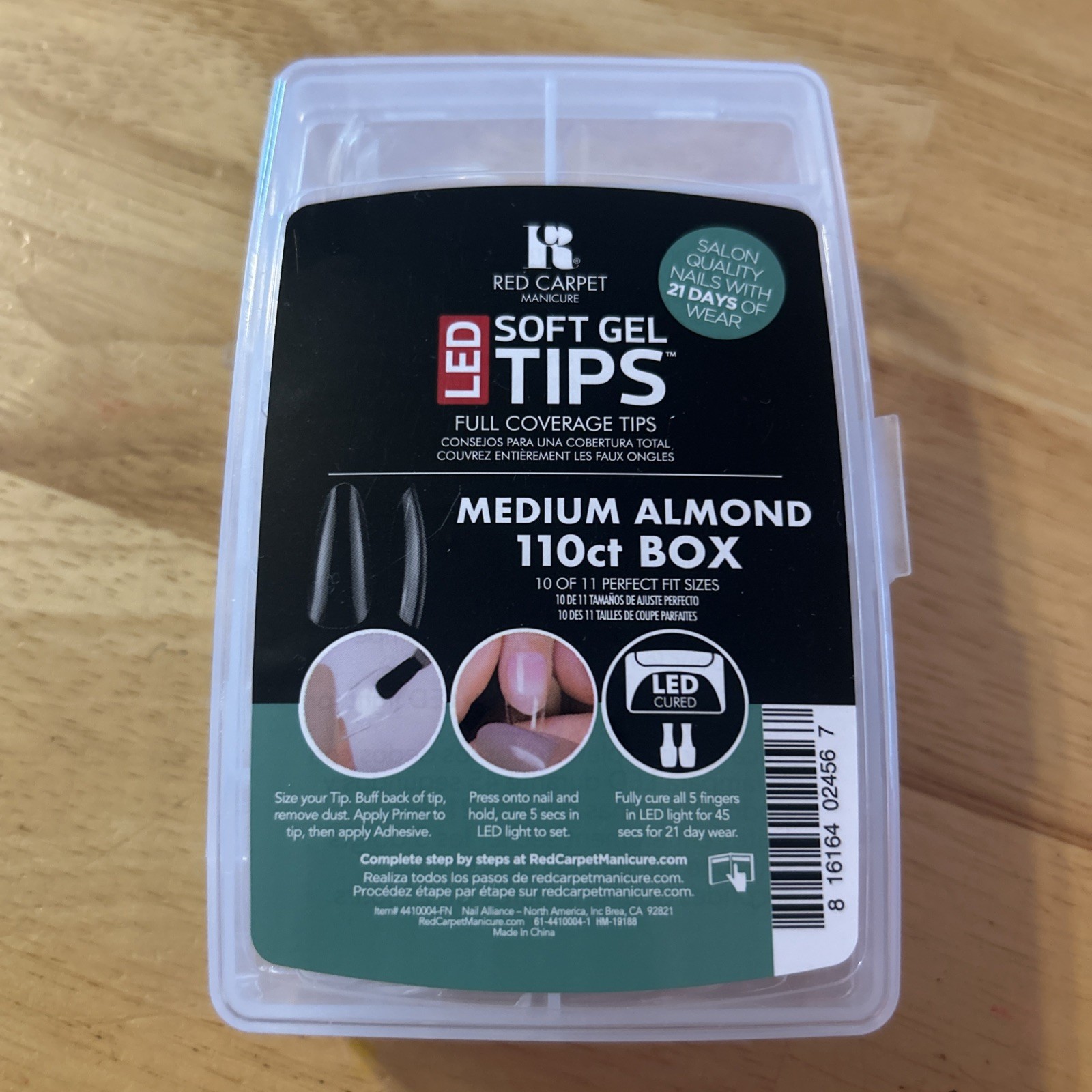 Red Carpet Manicure LED Soft Gel Tips – Medium Almond 110 Count Box