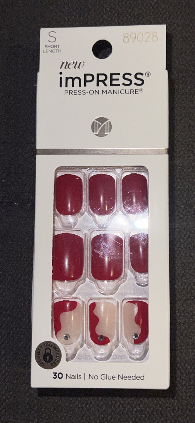Kiss imPRESS Press-on Manicure Short 30 Red Nails “ADORE YOU”💅