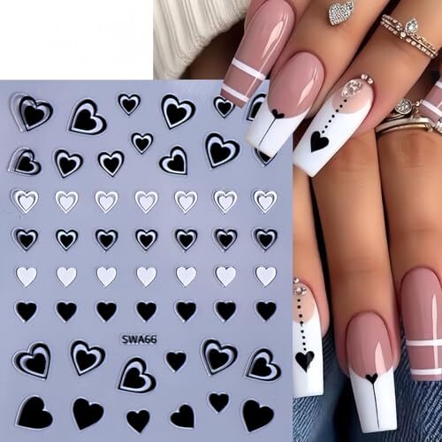 8Sheets Valentine’s Day Nail Stickers for Nail Art Heart Nail Heart Style