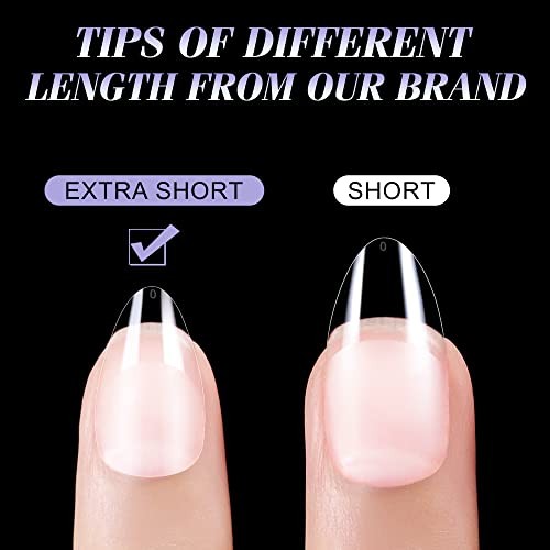 Almond Nail Tips for Manicure: 240pcs Soft Nail Gel 240pcs Extra Short Almond
