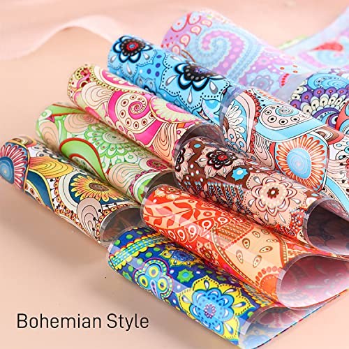 Holographic Nail Foil Transfer Stickers Decals, Colorful Nail Polish Bohemian