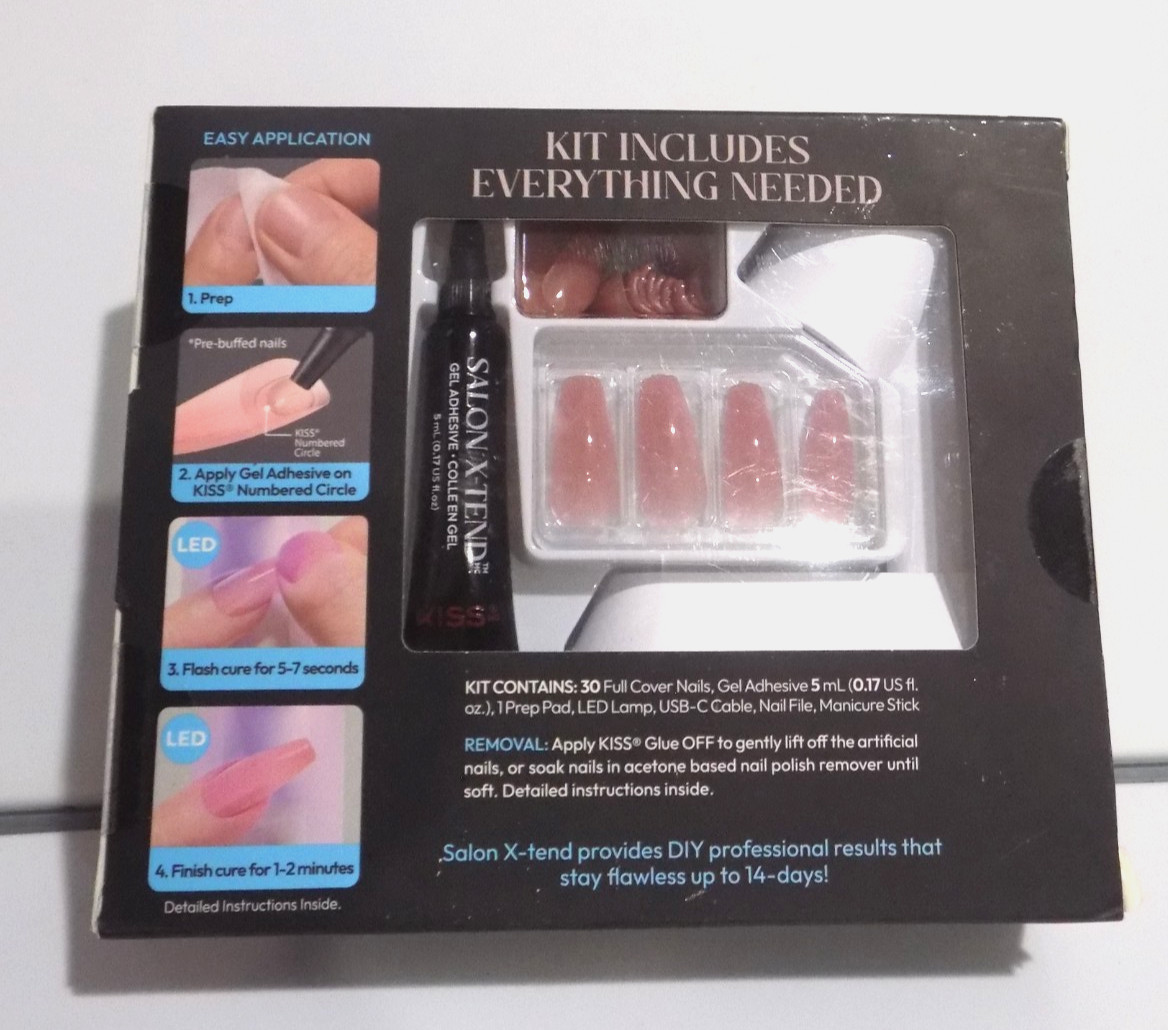 Kiss Salon X-tend LED Soft Gel System Kit – w/ 30 Nails*New &Sealed*Damaged Box*