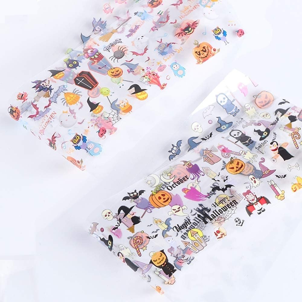 10-Piece Halloween Nail Foil Set – Spooky Cat & Pumpkin Designs for Art Lovers