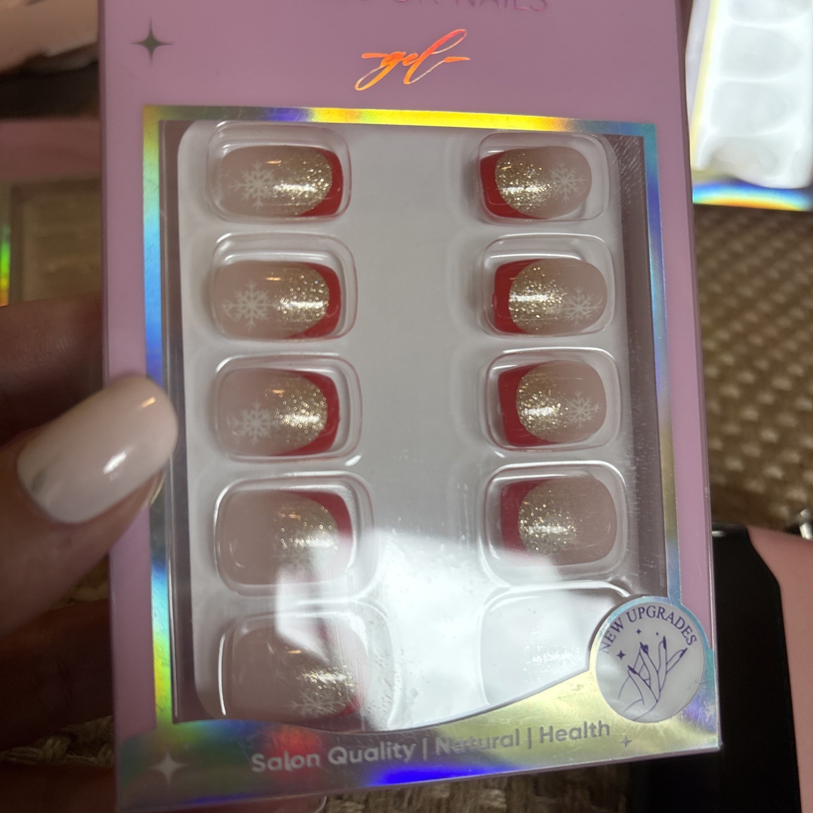 Jofay Press On Nails Christmas Edition Squoval And Almond Shape Glue Incl