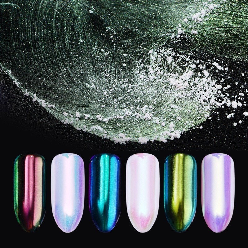 Nail Powder AURORA UNICORN Neon AB RAINBOW Colours CHROME Mirror Effect Nails UK
