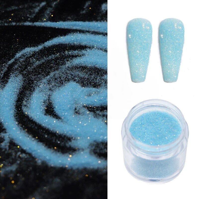 Light Blue Nail Glitter Powder Iridescent Mermaid Frost Sugar Effect Winter Vibe