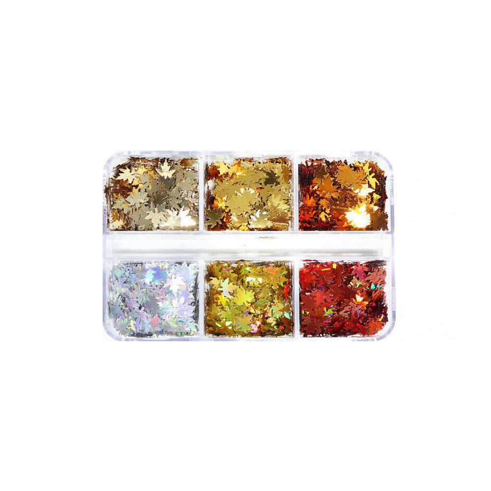 Autumn Maple Leaf Nail Art Glitter Sequins Flakes Nails Stickers Decoration Tip