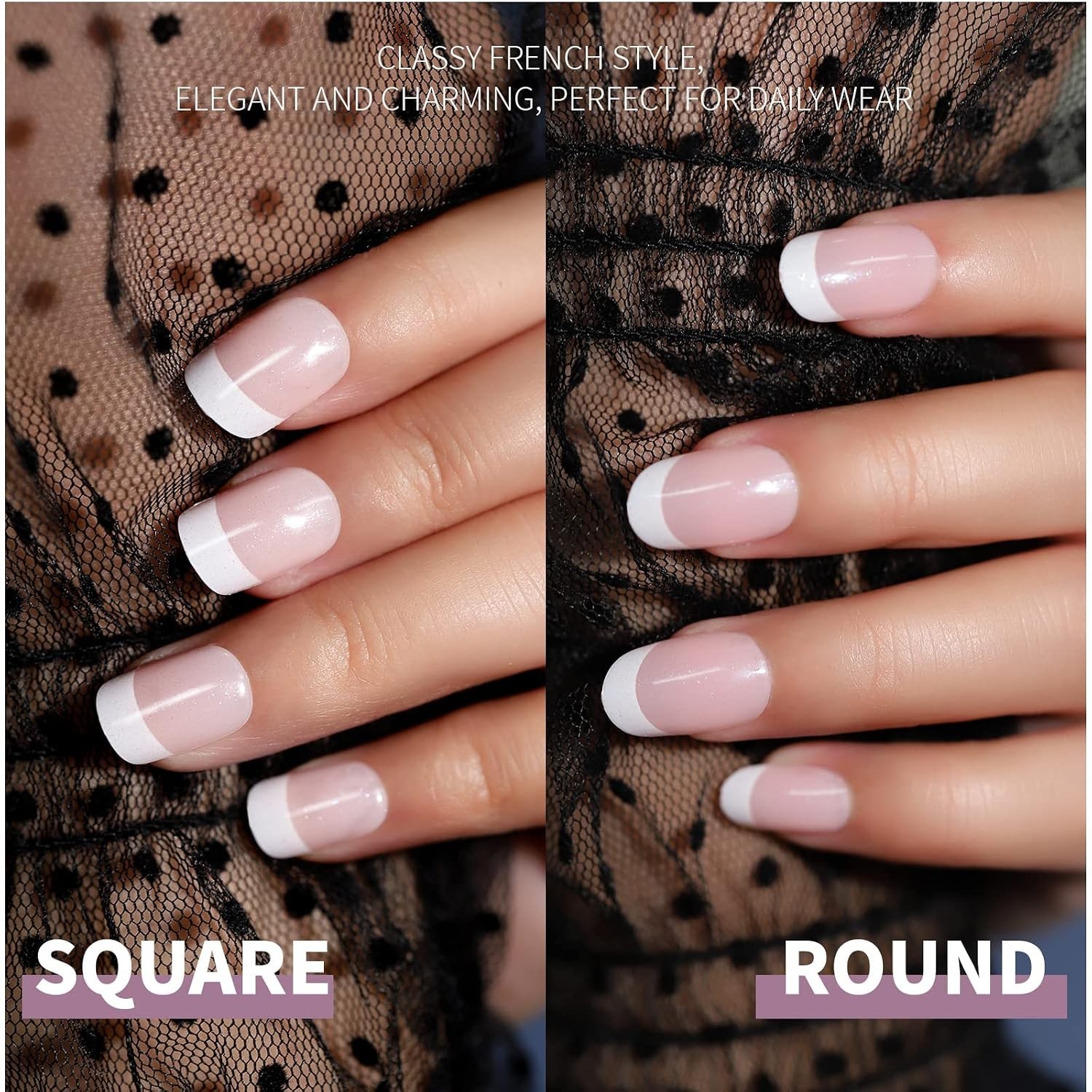 Matte Press on Nails, 288pcs Acrylic False Nails, Short Round & Square French…