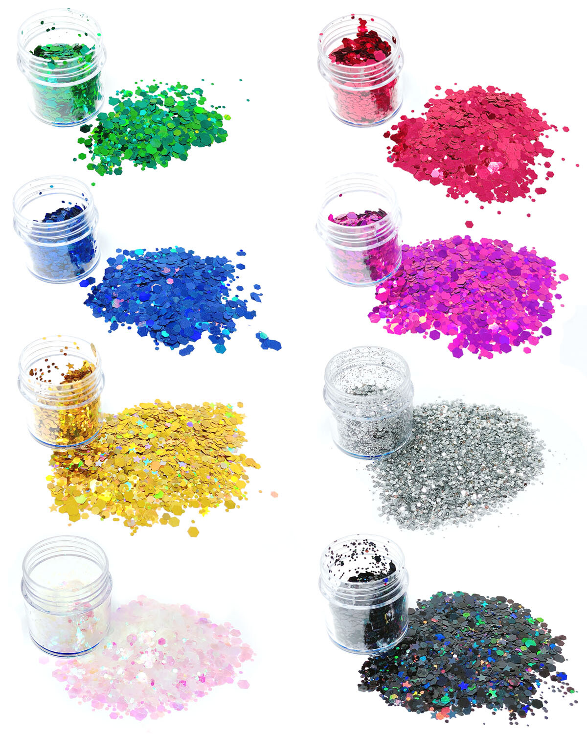 Chunky Sparkling Glitter for Hair Face Makeup Nails (8 Colors), Rainbow Star