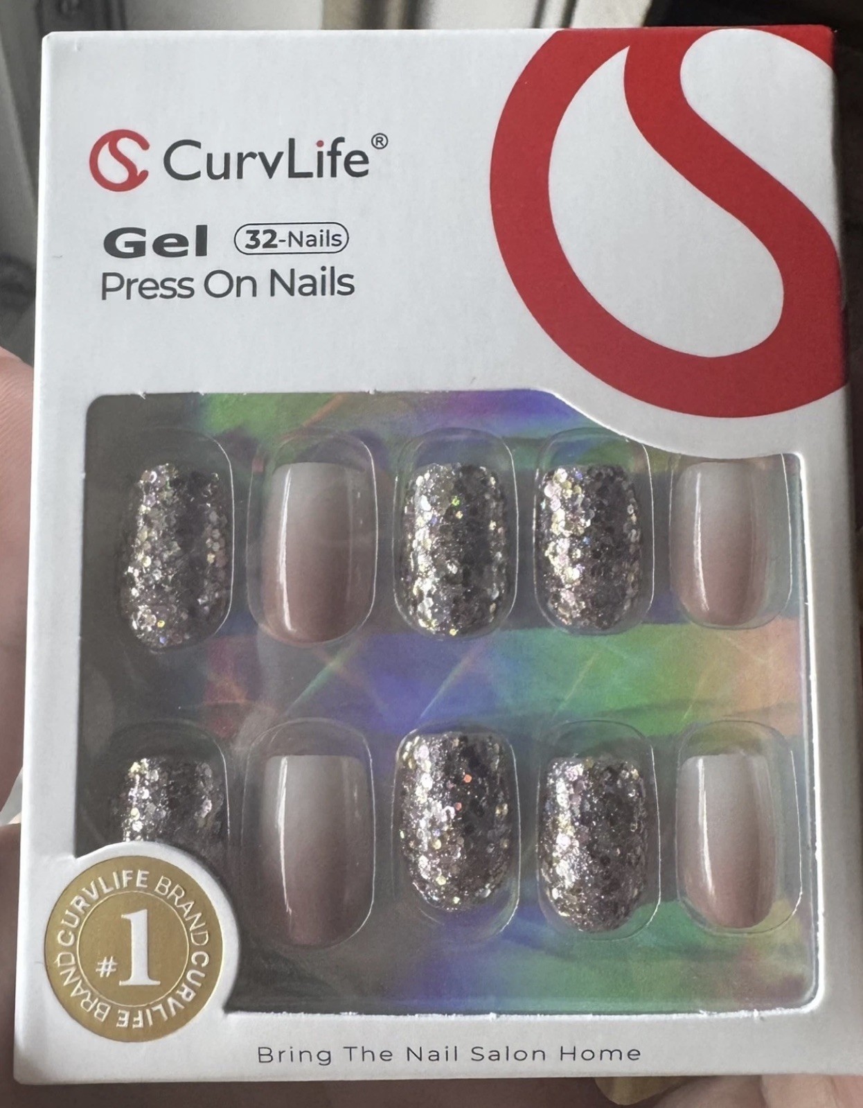 NEW! Curvlife Gel Glitter Square Press-On Nails