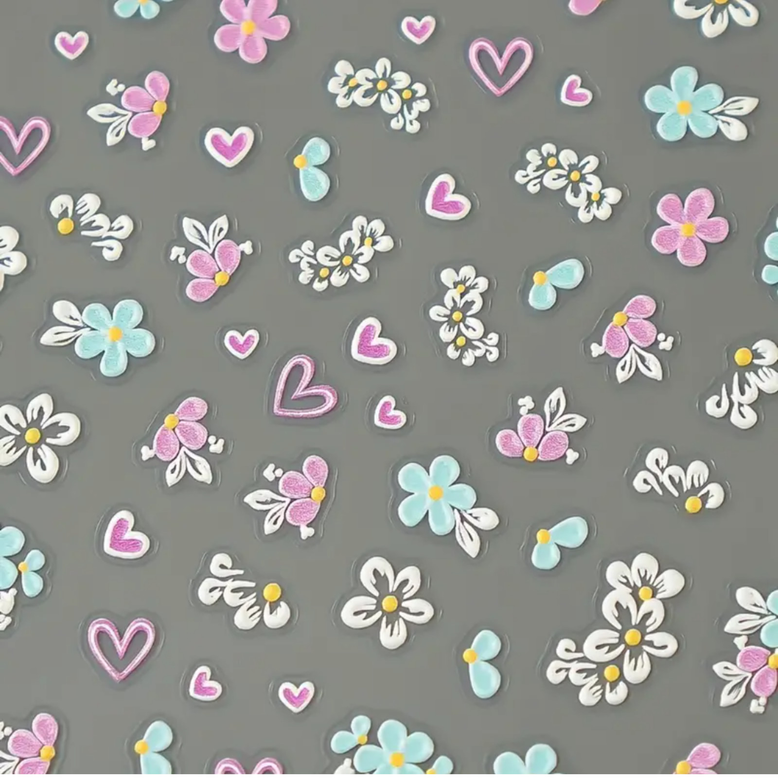 5D Embossed Floral Nail Art Stickers,Spring & Summer Fantasy Manicure Decoration