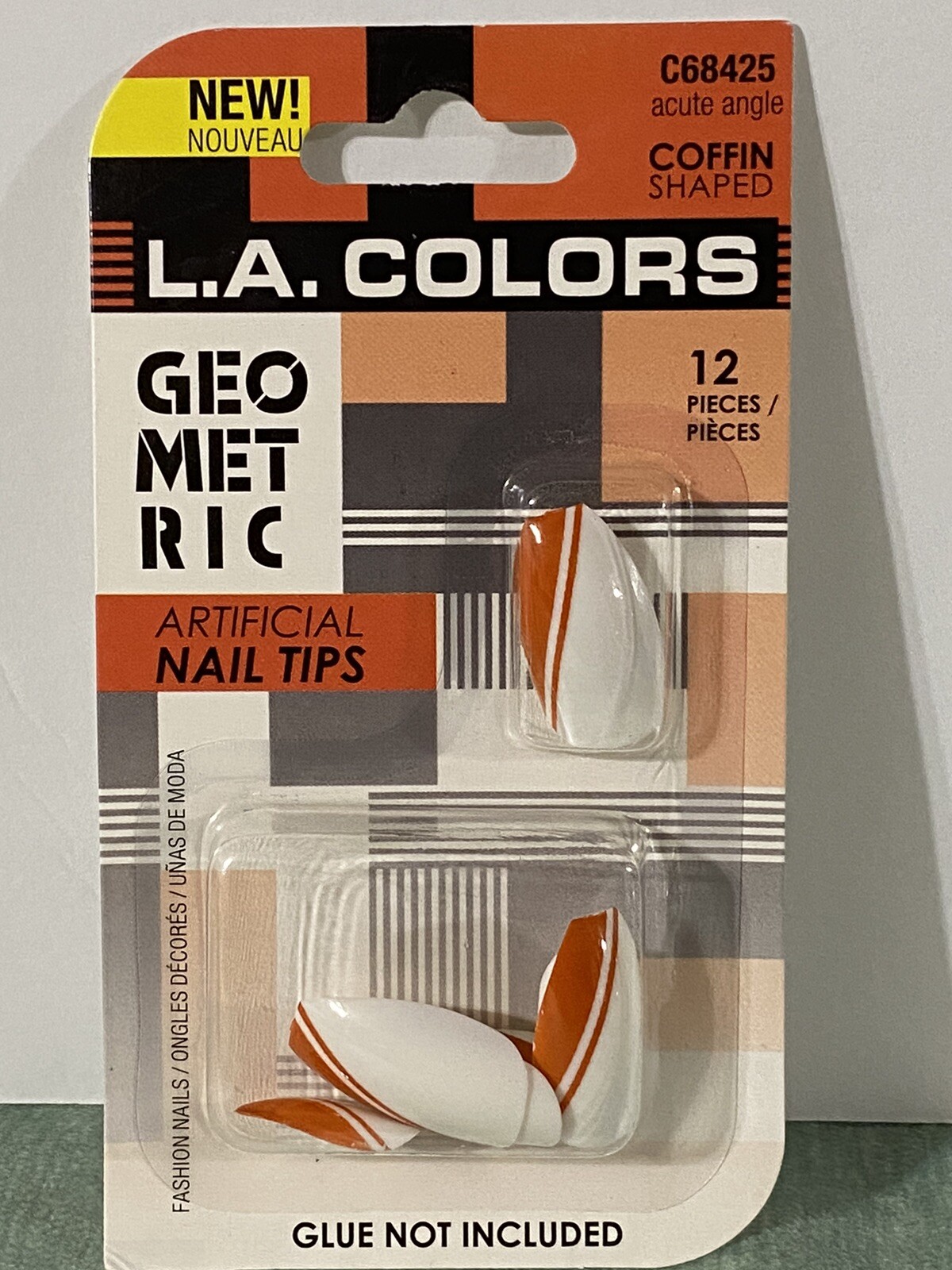 L.A. Colors Press On Nails – C68425 Acute Angle Coffin Shaped – Geometric
