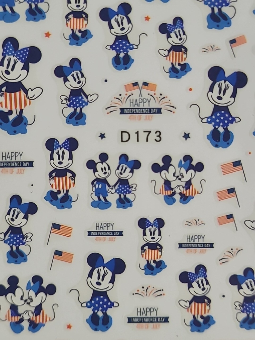Mickey Mouse 4th of July Nail Art Stickers