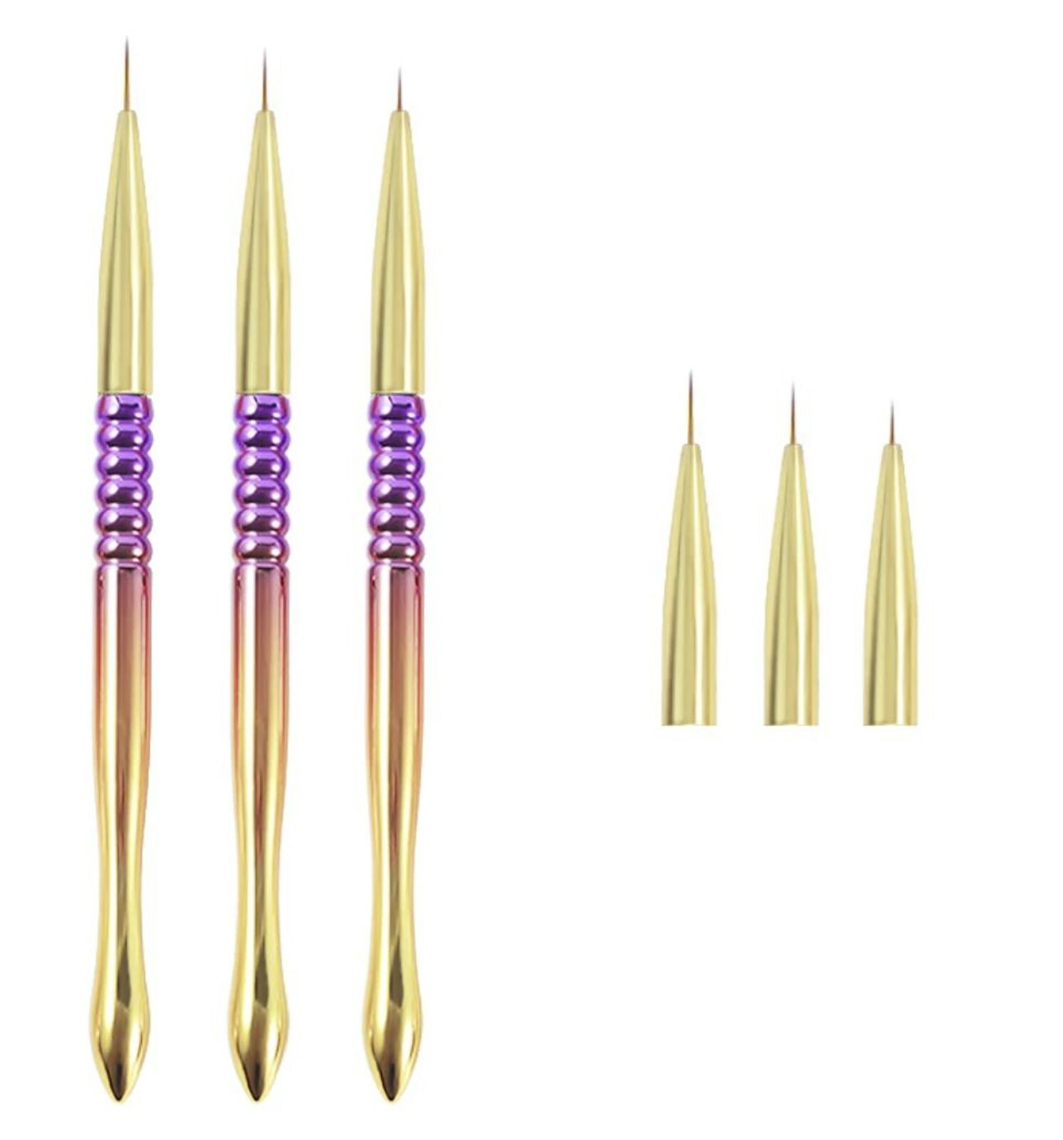 3pcs/set Liner Gel Brush Nail Art Tools Metal Handle – Set/Kit