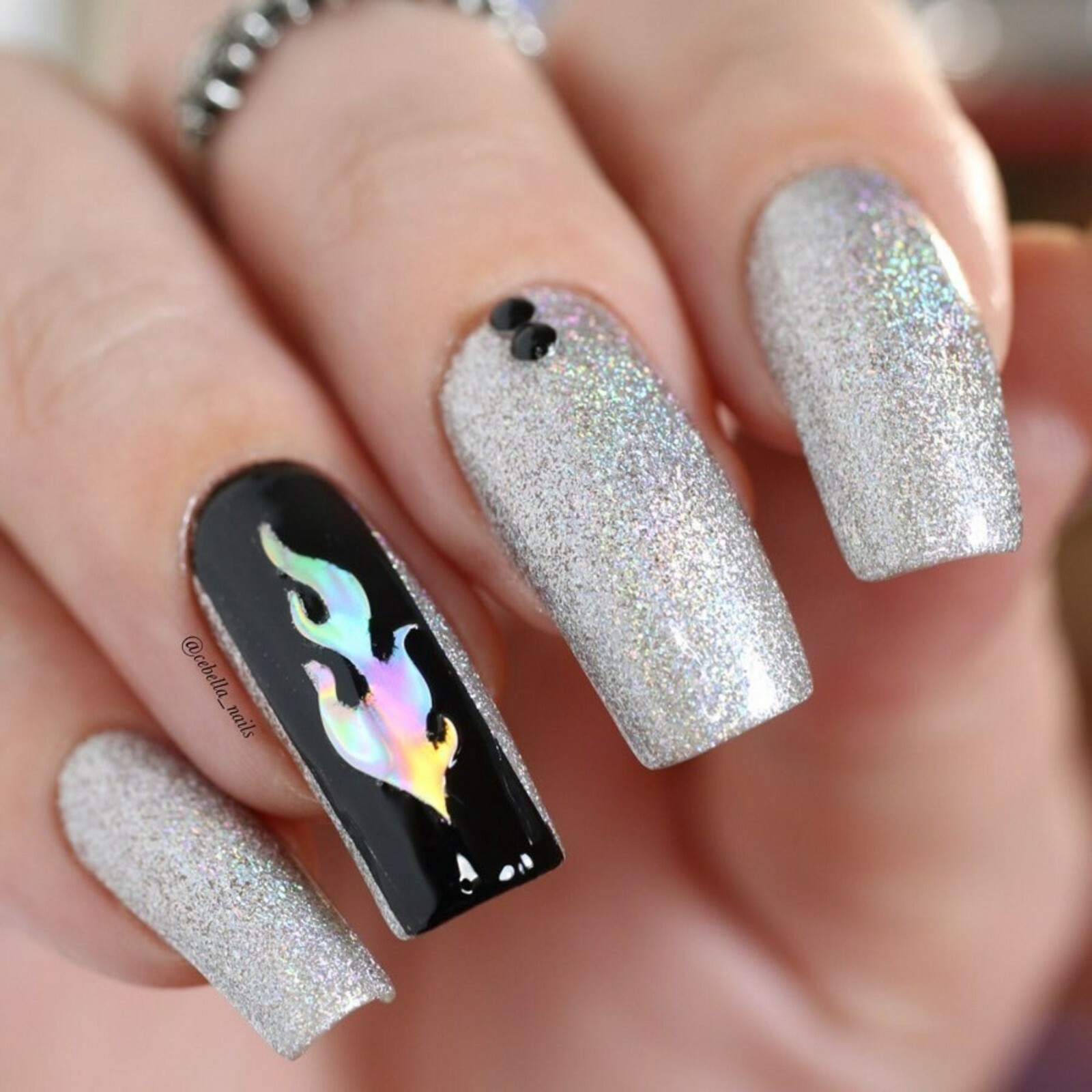 Dripping Flames Stickers (Holo) – Daily Charme Collaboration, Nail Stickers