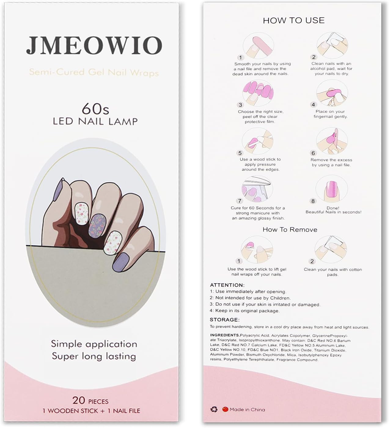 Semi Cured Gel Strips Nail Art Sticker Wrap Flower