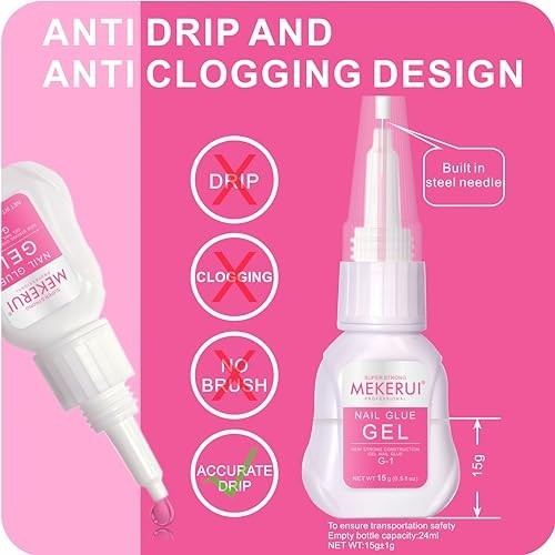 Super Strong Nail Glue Gel 2 Pack – Quick Drying, No UV Needed, Thick Formula fo