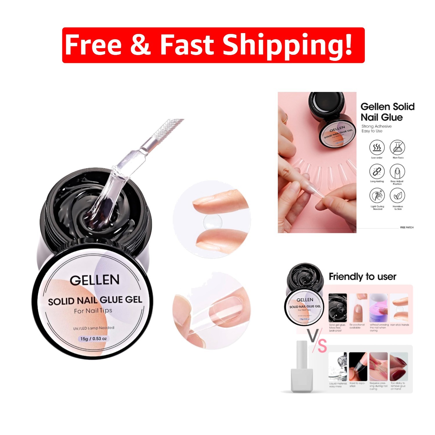 15g Solid Nail Glue Gel – Repositionable UV Adhesive for Nail Art Lovers