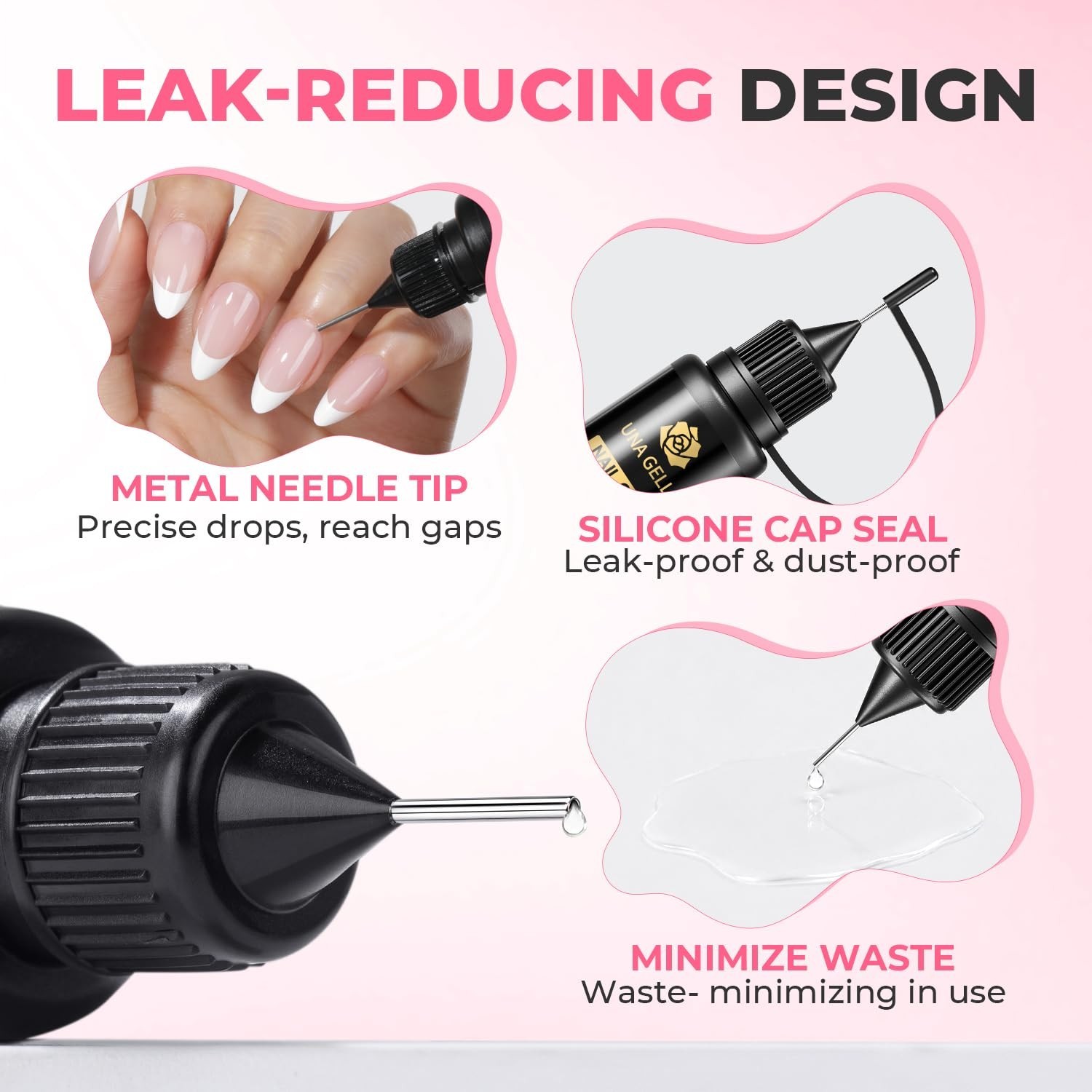 15g Nail Glue for Press On Nails + 20ml Non-Acetone Remover Kit, Quick Dry Gel