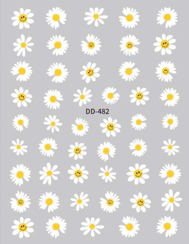 Nail Art Stickers Decal Daisy Flower Emoji Happy Face Smile Self-Adhesive NS45