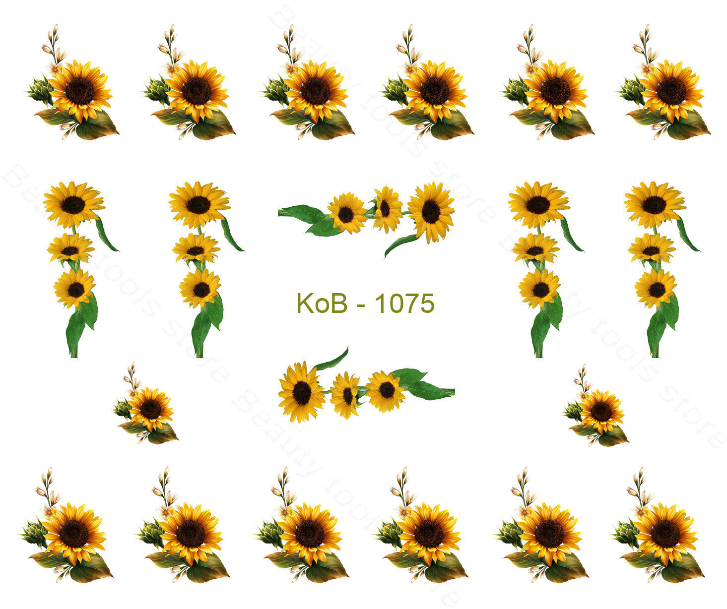 Nail Art Water Transfer Stickers Decal Pretty Sunflowers KoB-1075