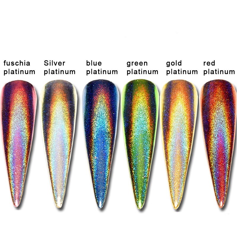 New 6 Colours Rainbow UNICORN Holographic Mirror Effect Powder Nail Art Pigment