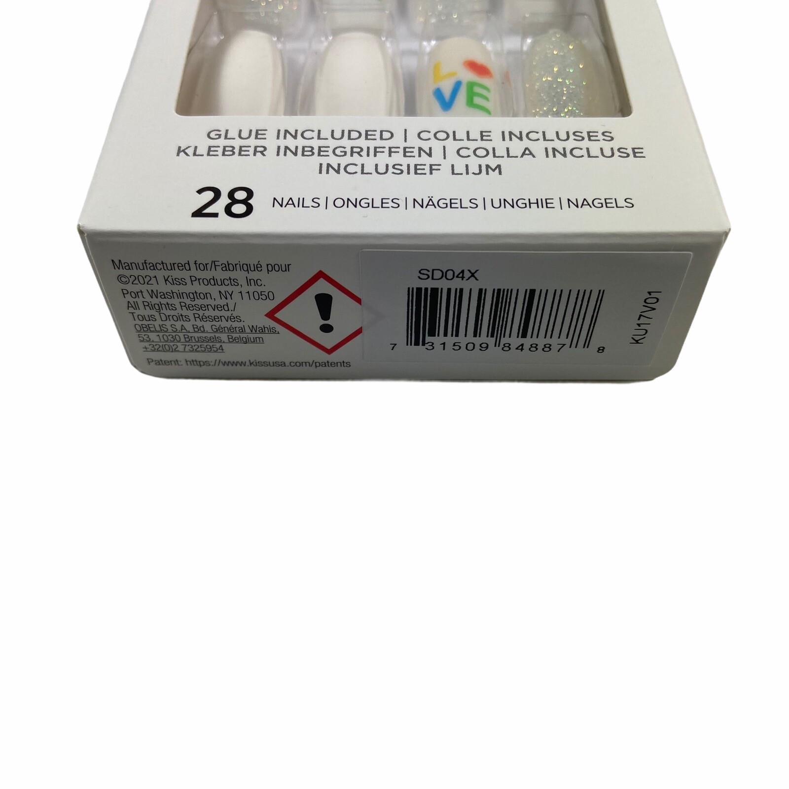 Kiss Nails Special Design Press Glue Manicure Long Coffin White Rainbow Pride