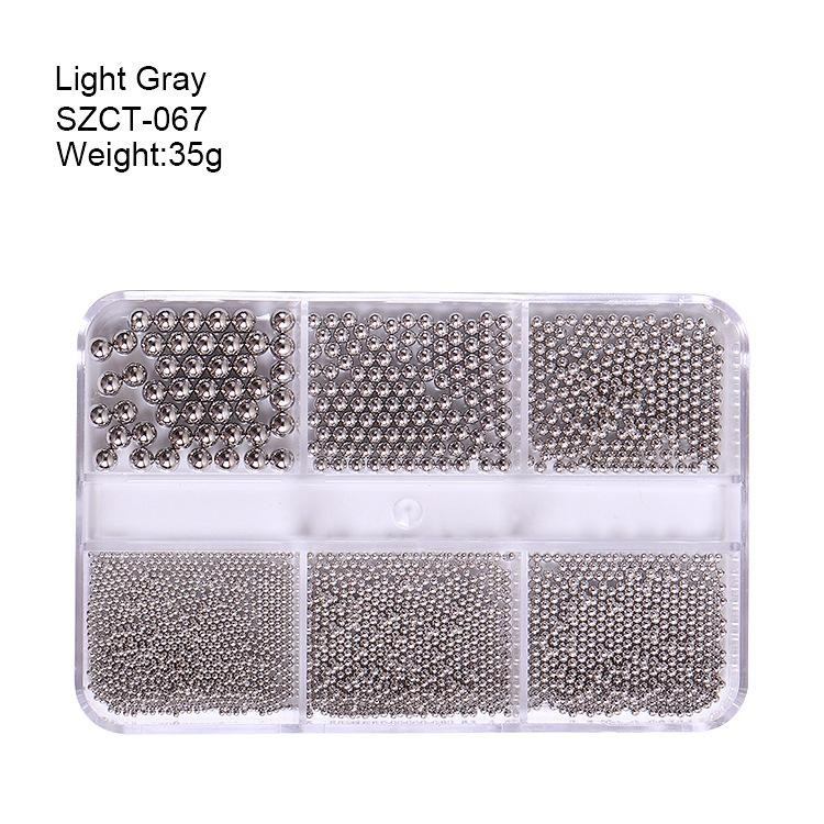 6-Grid 0.8mm-3mm Metal Small Steel Balls 8pcs Set – Mixed Sizes Nail Art DIY