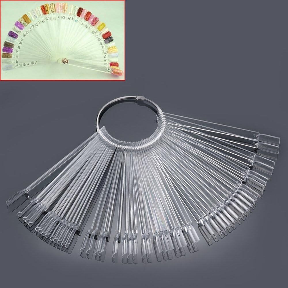 Professional 50-Pack Nail Art Sticks – Clear Fan Display for Practicing Designs