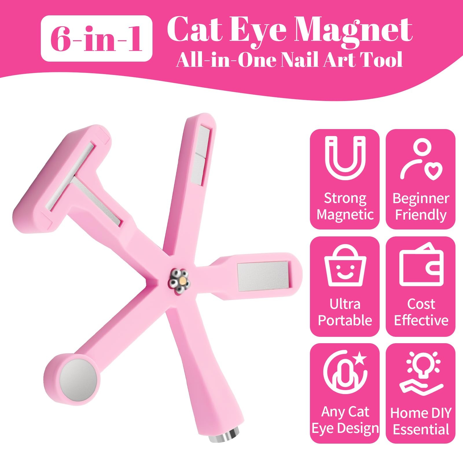 3PCS Nail Art Magnet Set Cat Eye Dual Head Heart Tool for Gel Manicure Design