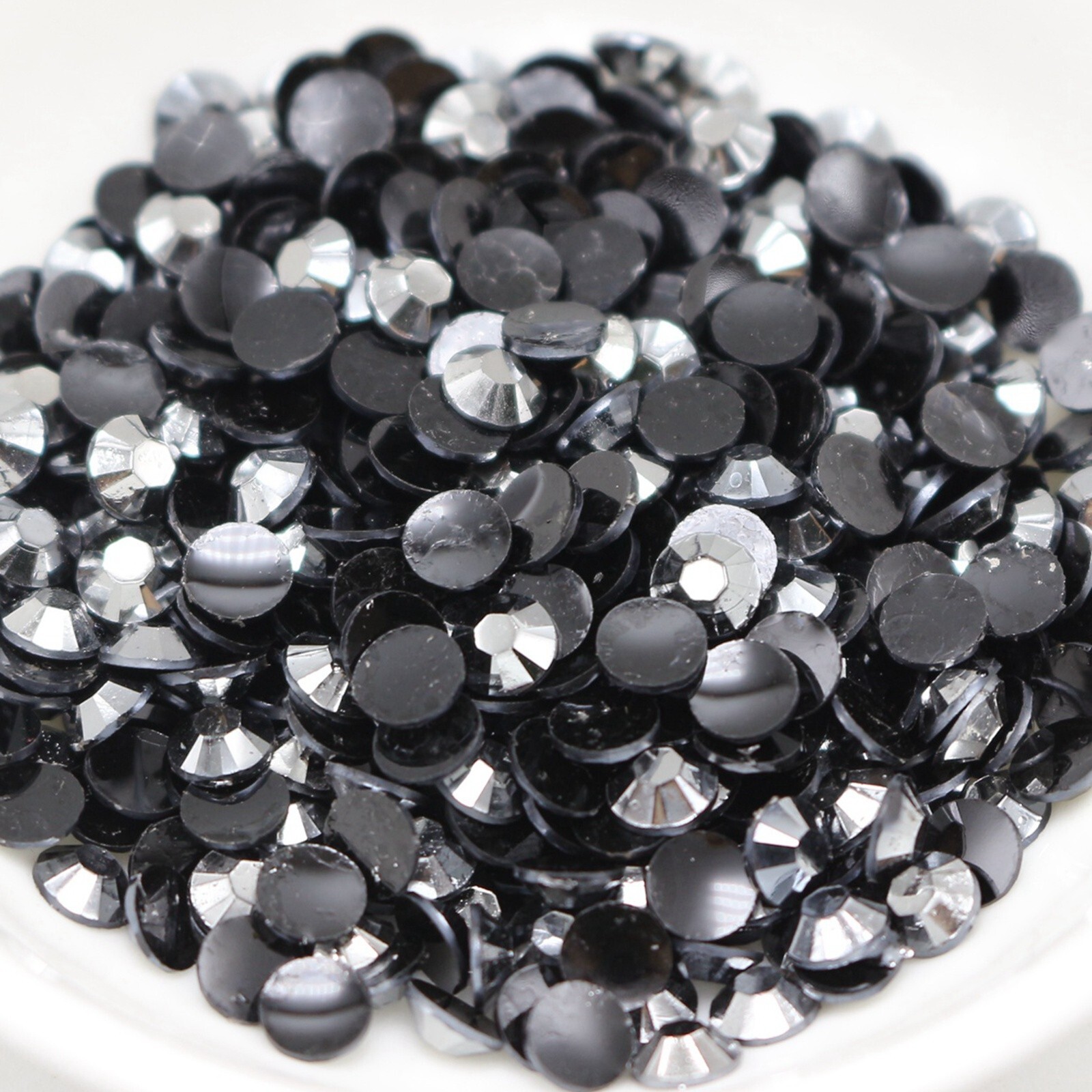 2000 Gunmetal Crystal Acrylic Round Faceted Flatback Rhinestone Gem 4mm SS16