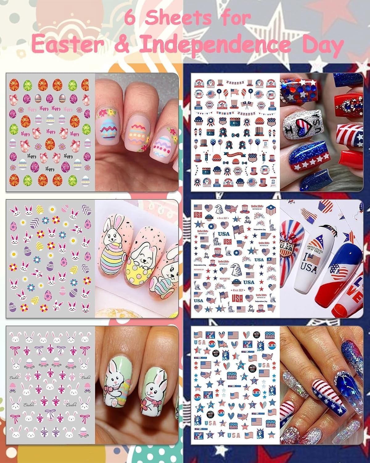 30 Sheets 7 Holiday Nail Art Stickers, Mixed Season Nail Decals Set for All ,…