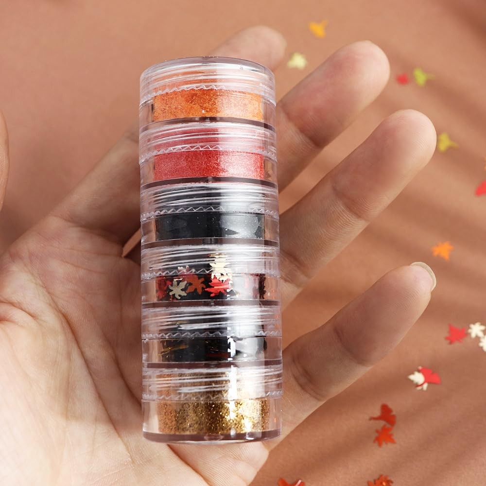 Fall Nail Art Glitters Maple Leaf Nail Sequins, Gold Orange Nail Glitters Fal…