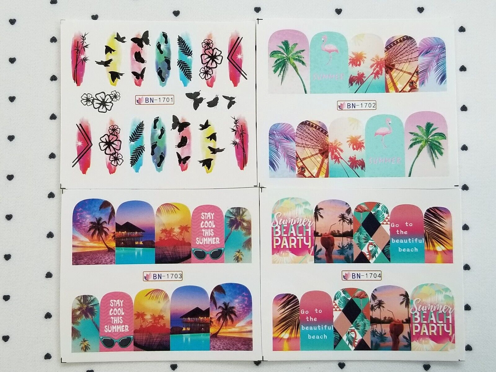 Summer Beach Plum Tree Nail Art Water Transfer Decals Sticker Small 12 Sheets
