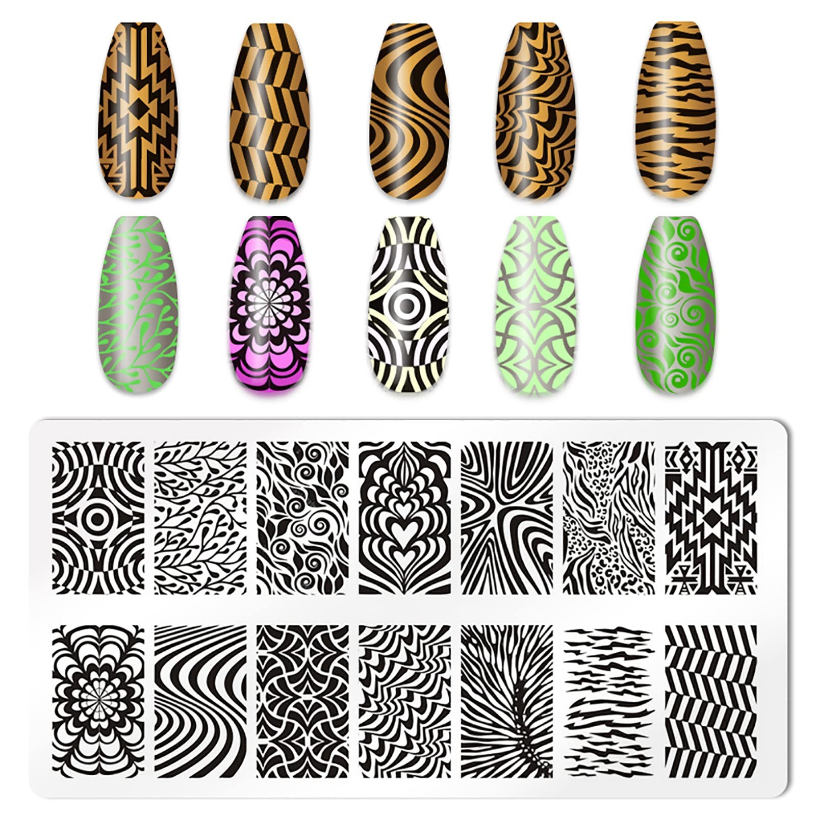 Leopard Print Nail Stamping Plates Accessories Tools 1 Nail Stamper 1 Scraper