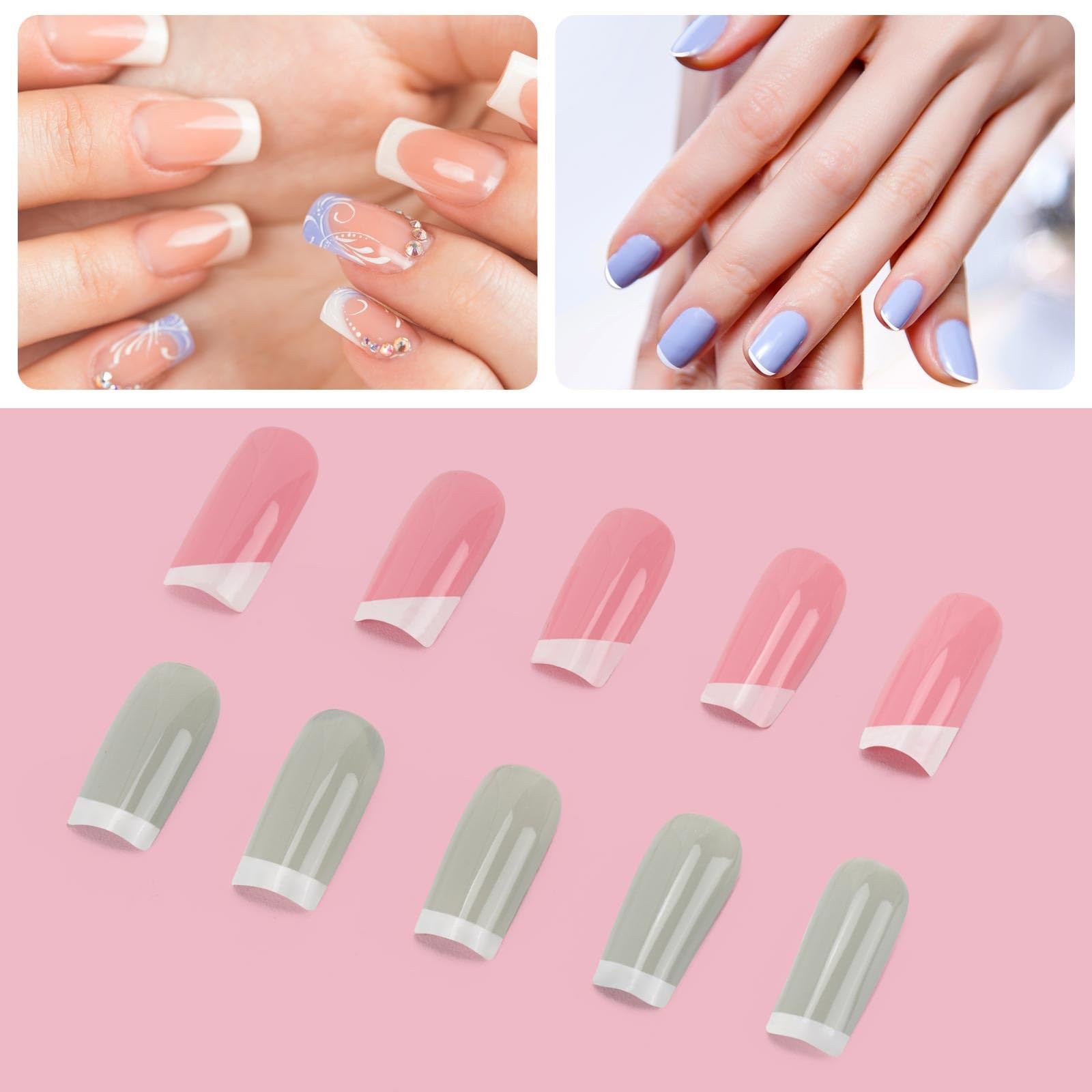 French Tip Stamp – 4Pcs Clear Silicone Stamps With 4Pcs Scrapers for Manicure…