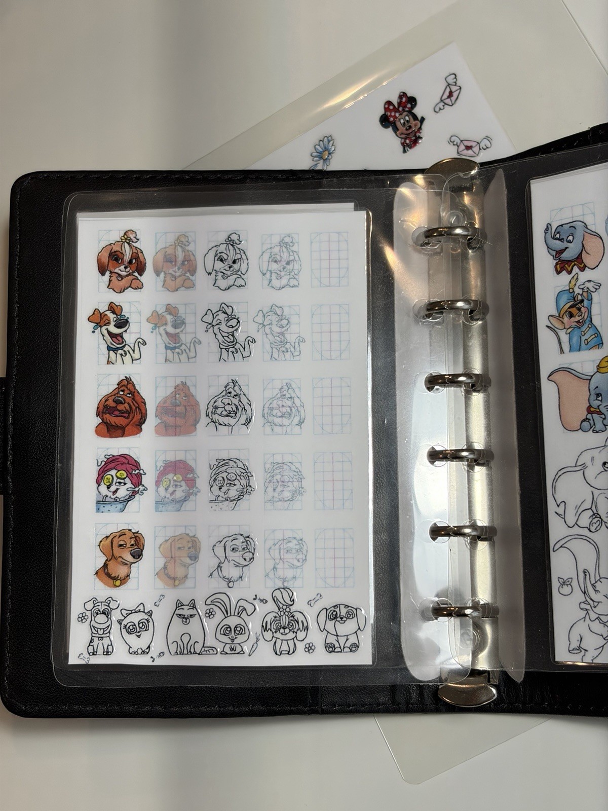 Cartoon Character Nail Art Sticker Book-20 Laminated Pages, Pro Brush & Glue Set